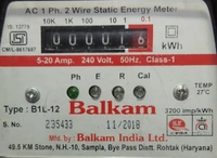 Balkam Single Phase Electronic Static Meter  - Black, NA